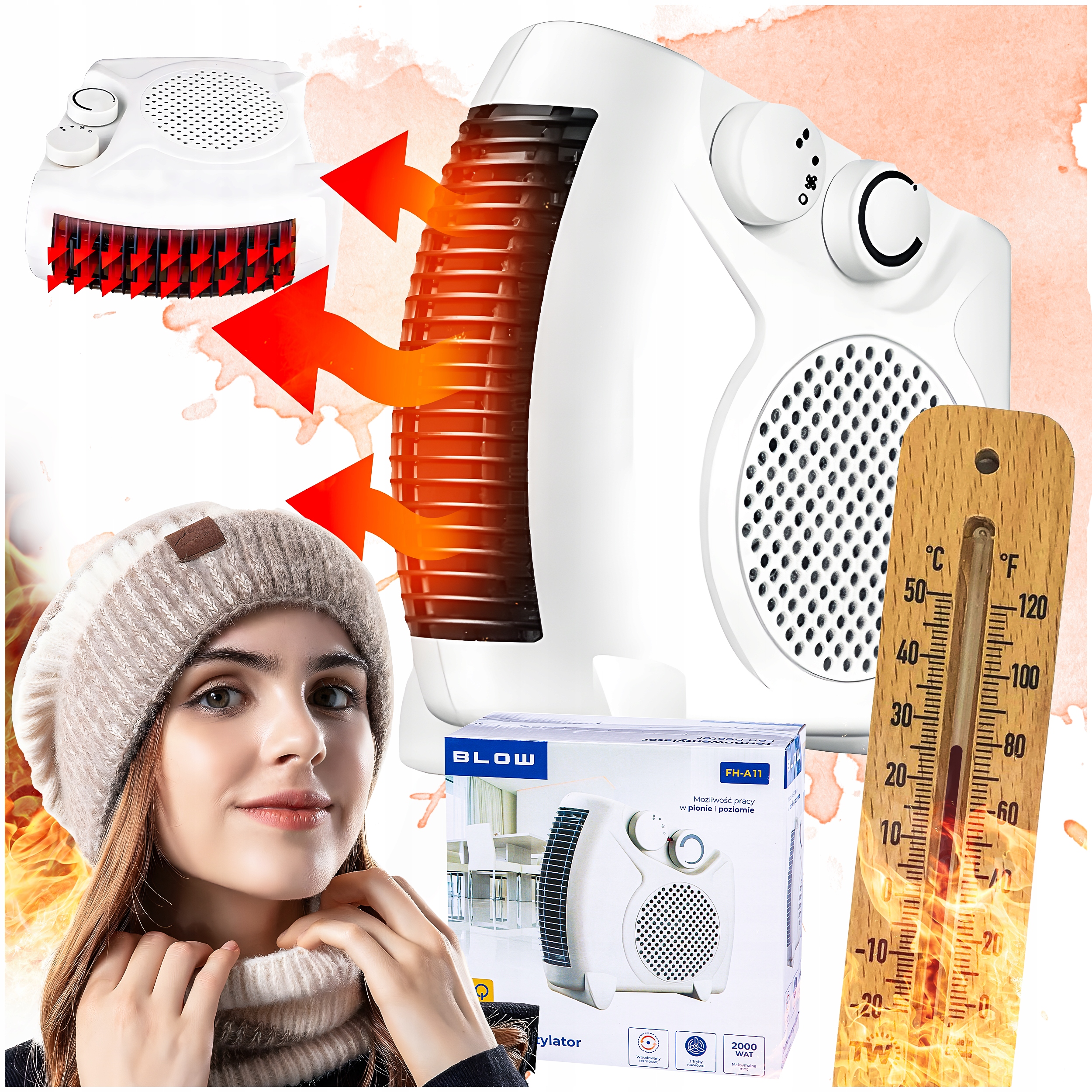 GXZ TRADE 2000 W biely ventilátorový ohrievač